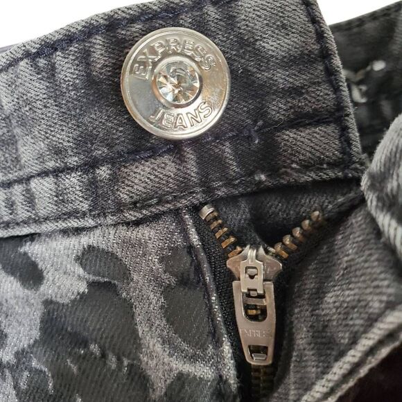 Express Zelda Slim Fit Ultra Low Rise Leopard Animal Print Jeans Black Size 4 - Picture 12 of 16